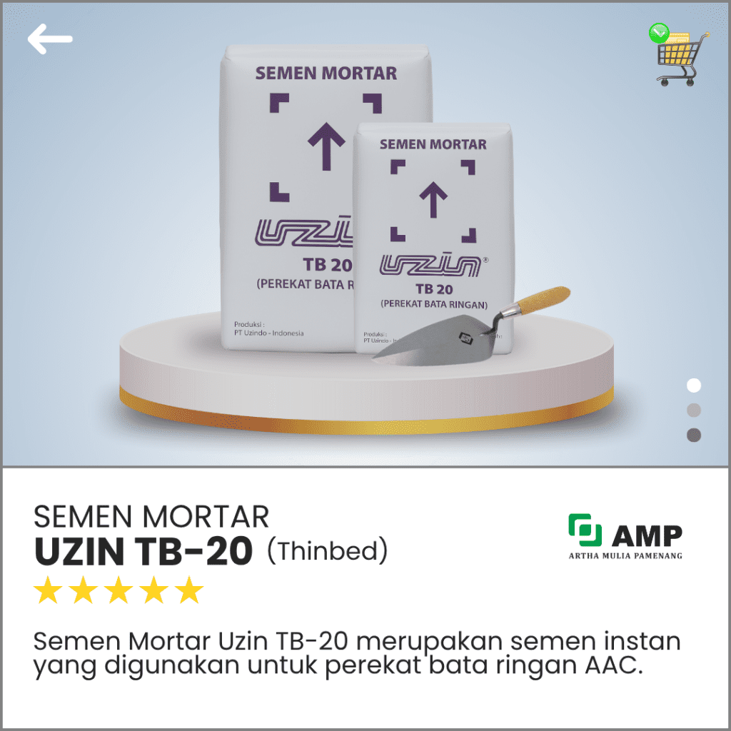 Artha Mulia Pamenang - Jual Bata Ringan Murah - Semen Mortar Uzin TB 20 Perekat Bata Ringan
