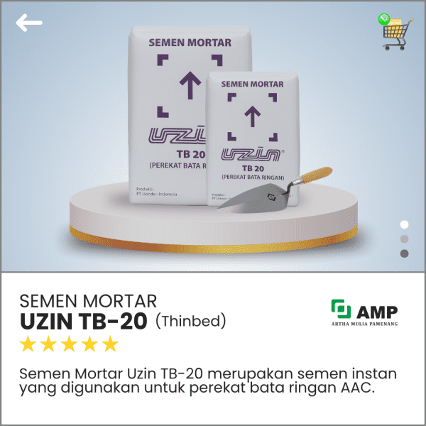 Artha Mulia Pamenang - Jual Bata Ringan Murah - Semen Mortar Uzin TB 20 Perekat Bata Ringan